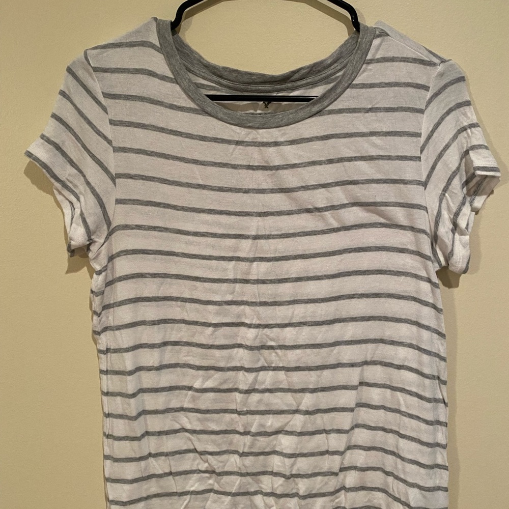 White and grey stripes soft and sexy tee